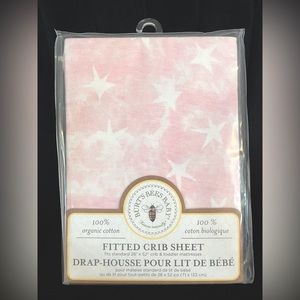 Burt’s Bees Fitted Crib Sheet: Pink Stars. New